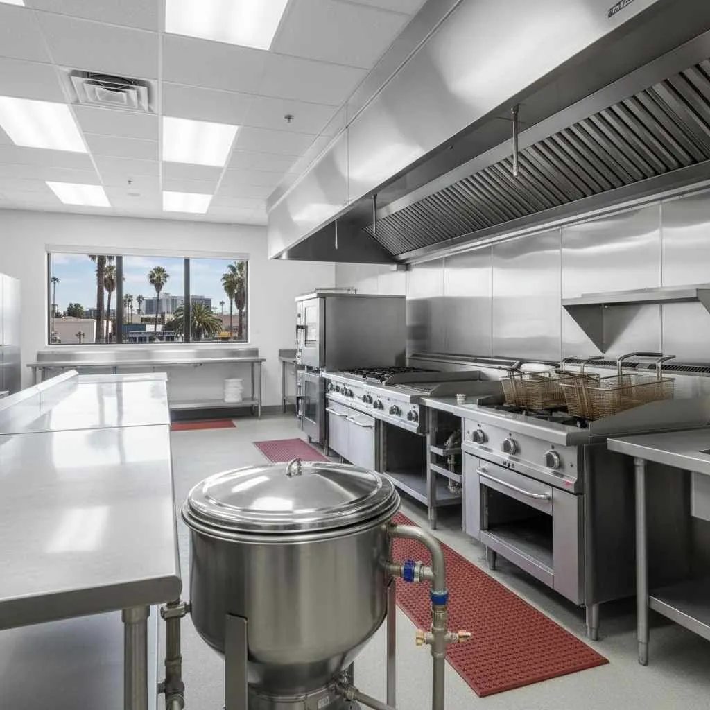 Clean commercial kitchen after grease trap service