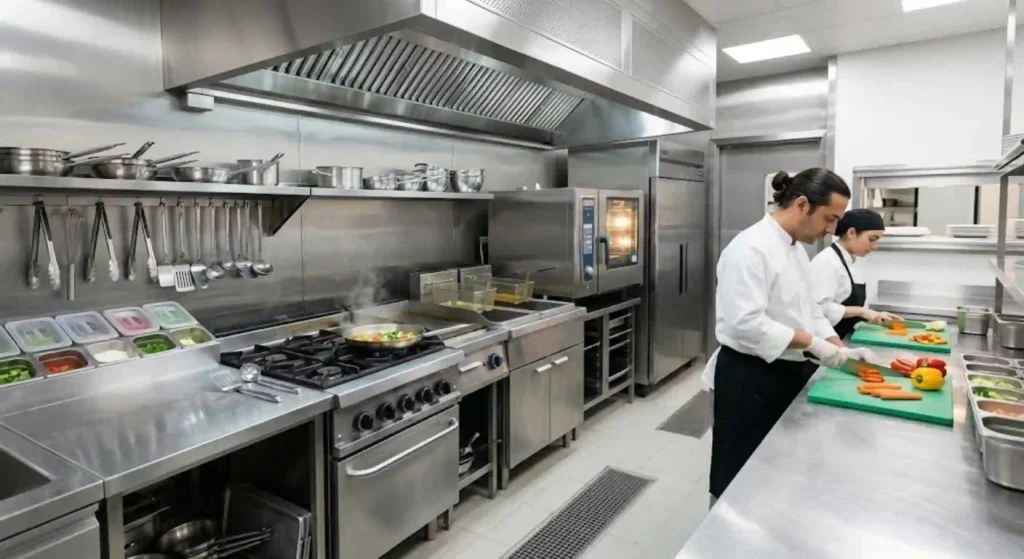 clean, well-maintained commercial kitchen