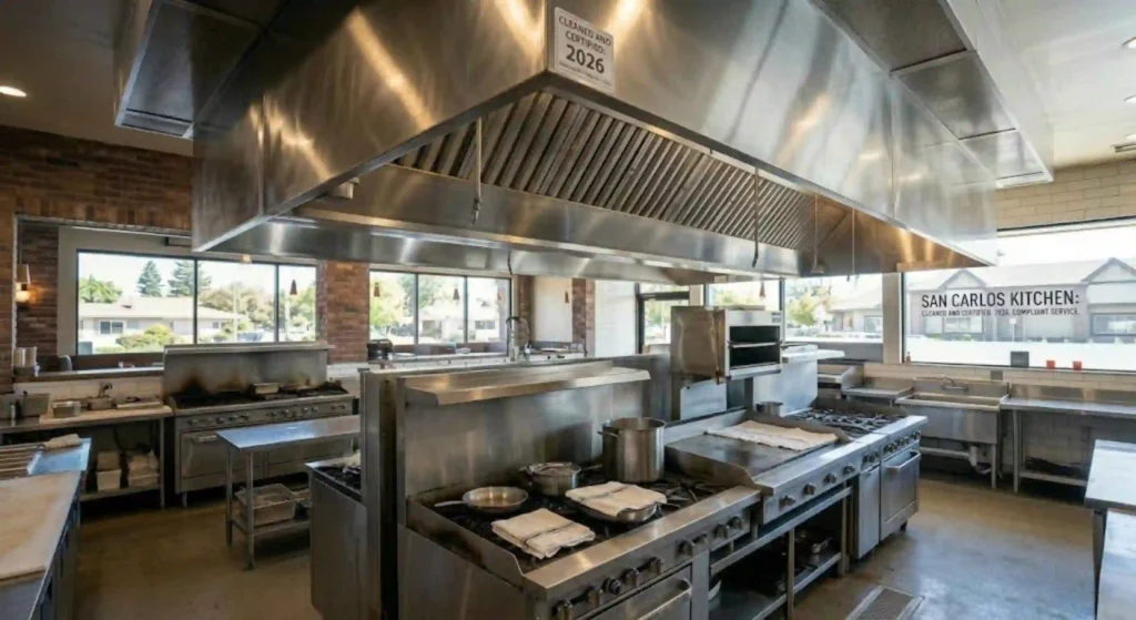 Clean and safe restaurant hood system after professional cleaning in San Carlos