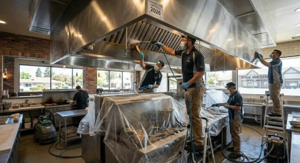 Commercial restaurant hood cleaning service in San Carlos kitchen