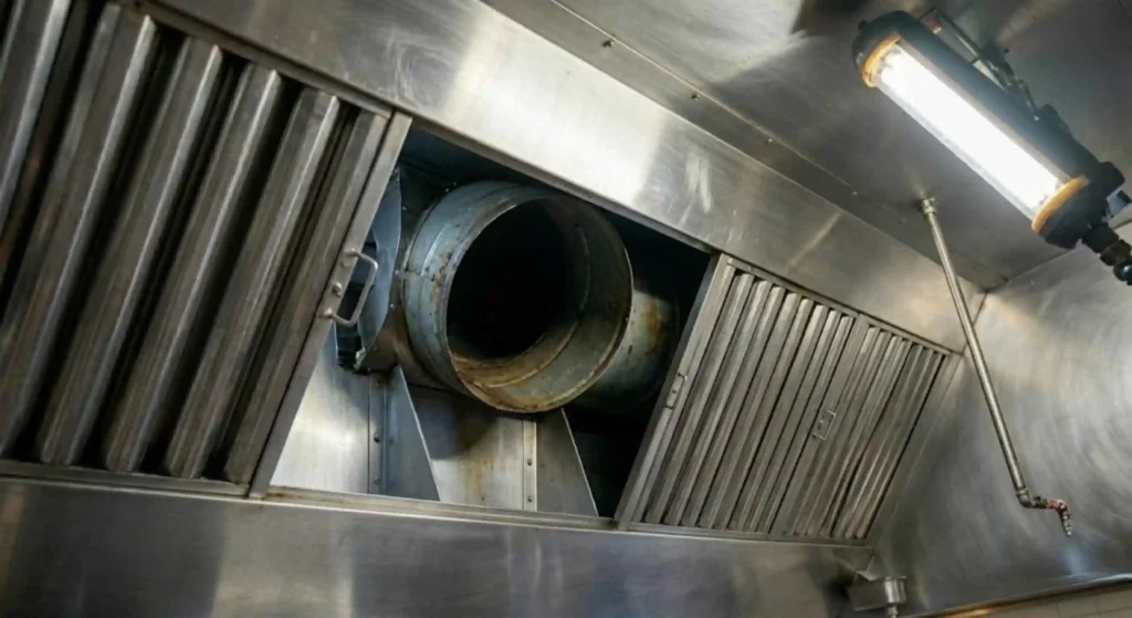 Clean restaurant hood system after professional hood cleaning in San Carlos