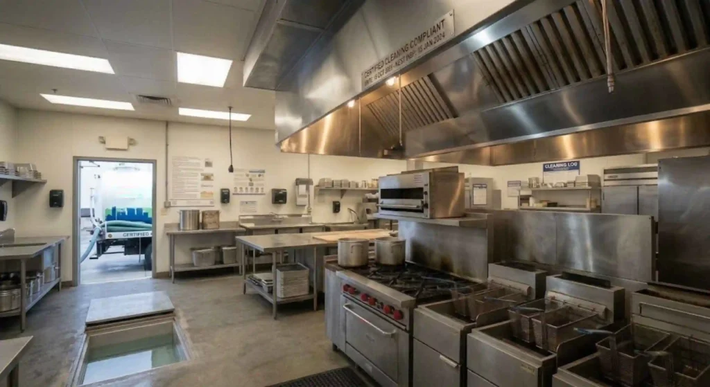 Commercial kitchen after professional hood cleaning